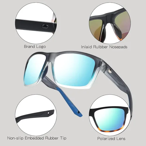 Vista 3 de Gafas de sol polarizadas para hombres y mujeres, protección contra rayos UV, gafas de sol deportivas cuadradas para hombres para ciclismo, pesca