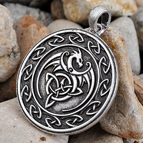Vista 4 de Collar con colgante de constelación de dragón celta Capricornus y nudo celta 35mm pendant size Metal