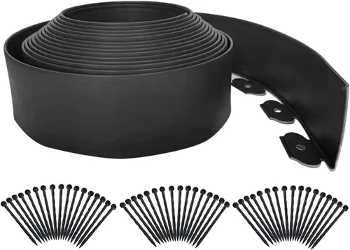 Vista 15 de Bordes de jardín de 1.5 pulgadas x 98 pies, bordes de paisaje negro con 150 estacas de plástico, valla flexible de bricolaje para paisajismo, cama