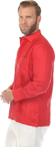 Vista 8 de Mojito Collection Camisa guayabera de dos bolsillos 100% lino para hombre con múltiples pliegues