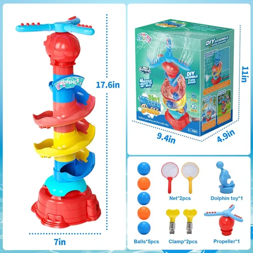 Vista 2 de Skirfy Aspersor de agua para niños, juguetes de agua 3 en 1 para niños y niñas, juego de pelota de atrapo, juego al aire libre, fiesta de verano