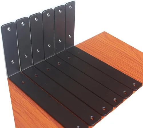 Vista 18 de Paquete de 2 soportes de estante en L de 6 pulgadas de largo x 4 pulgadas de alto x 1.5 pulgadas de ancho, 5 mm de grosor, soportes de estante
