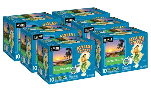 Vista 55 de Kauai Coffee Cápsulas K-Cup para cafeteras Keurig, café arábica, 10% hawaiano, tostado medio, aroma brillante con notas florales, descafeinado, 1