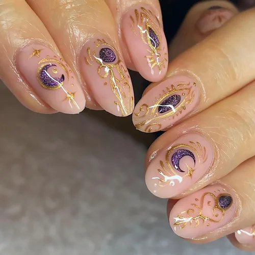 Vista 12 de Uñas postizas largas a presión de almendra, uñas postizas Aurora con punta francesa, 24 unidades, naturales, brillantes, cobertura completa