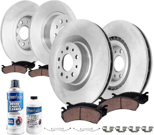 Vista 17 de Detroit Axle - Kit de frenos para Ford 18-21 Transit Connect, Rotores de freno de disco delantero y trasero Pastillas de freno de cerámica 2018 2019