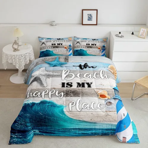 Vista 18 de Erosebridal Blue Ocean - Juego de edredón tamaño individual Juego de ropa de cama de ballena delfín y tortuga marina para niños y niñas, juego