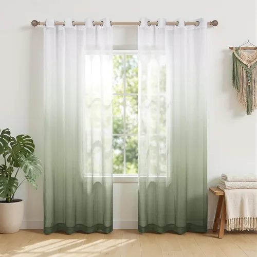 Vista 15 de KOUFALL - Cortinas negras de 63 pulgadas de largo para dormitorio, juego de 2 paneles con ojales, cortinas semitransparentes de imitación de lino