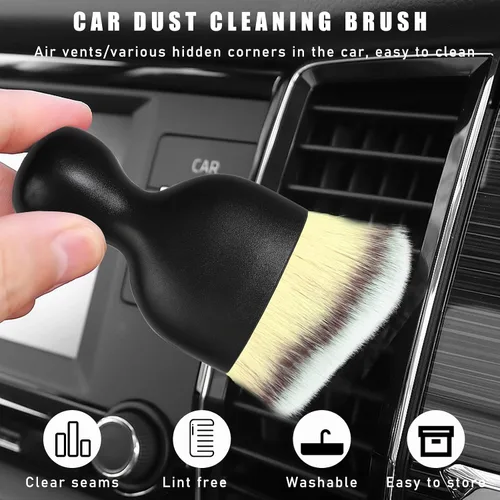 Vista 4 de Cepillo para polvo interior de coche Dickno, cepillos de detalle de auto suaves sin rayones, herramienta universal de limpieza interior de vehículo