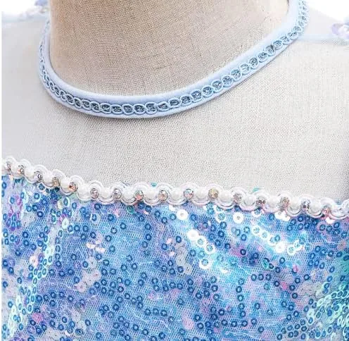 Vista 7 de Vestido de princesa para niñas con perlas elegante disfraz de cumpleaños para niños pequeños guantes corona varita