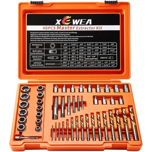 Vista 9 de XEWEA - Extractor de enchufe de tornillo y perno de 26 piezas con juego de brocas izquierda