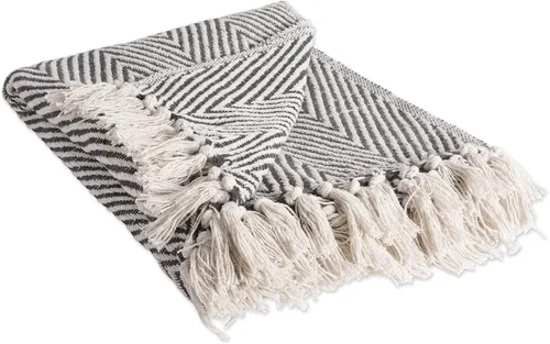 Vista 8 de DII Manta rústica de algodón con flecos para silla, sofá, picnic, campamento, playa y uso diario, 50 x 60 pulgadas, diseño de cheurón urbano