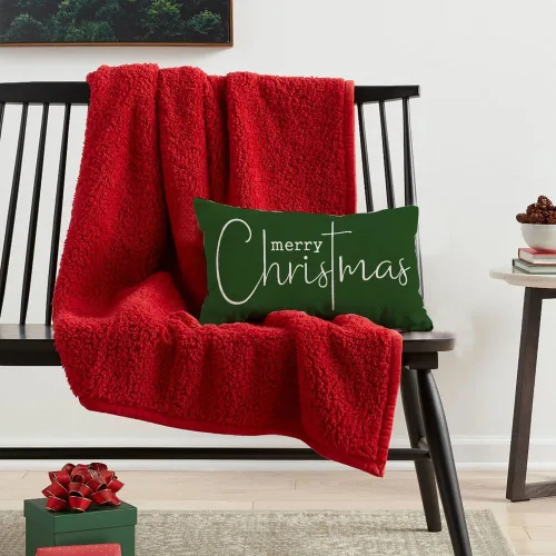 Vista 3 de RABUSOFA Fundas de almohada de Navidad con mensaje de Feliz Navidad, decoraciones para el invierno, fundas de almohada decorativas, fundas