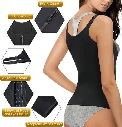 Vista 2 de Waist Trainer Women Cincher Corset - Vest Trimmer Body Shaper - Shapewear Sports Girdle Sweat Belt Tank Top with Strap