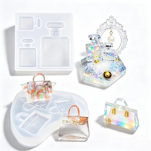 Vista 10 de iSuperb Moldes de silicona de 2 estilos para resina 3D Dream Castle, moldes de resina de cristal epoxi para candelabros de jabón, arcilla 2 Castillo
