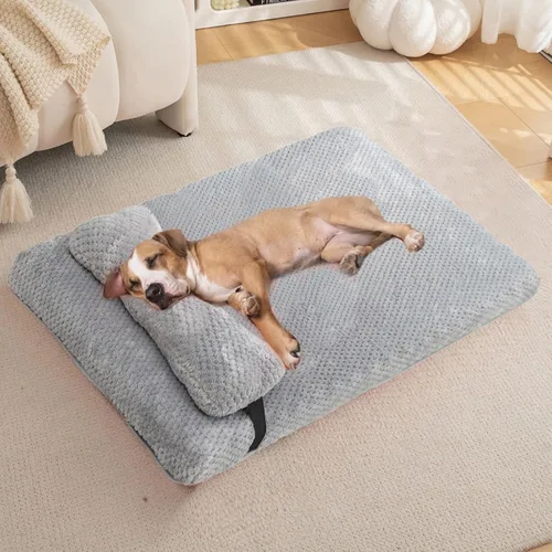Vista 20 de Cama para perros con almohada para perros pequeños, cama ortopédica para perros con funda extraíble, alfombrilla lavable para mascotas de hasta 5