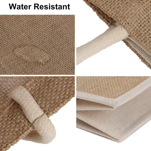 Vista 5 de TopTie 6 bolsas de yute reutilizables de arpillera para compras de comestibles, bolsa de dama de honor para boda