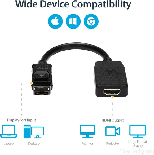 Vista 5 de Conversor de video con DisplayPort a HDMI 4K con audio, de la marca StarTech Estándar Negro