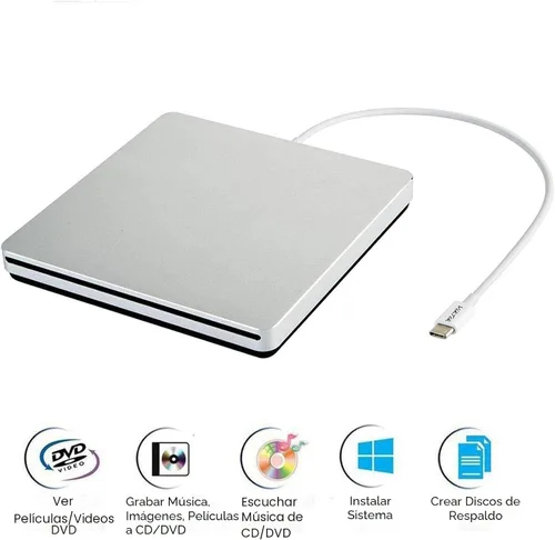 Vista 2 de USB-C Superdrive - Lector externo de DVD/CD y grabadora de DVD/CD para Apple-MacBook Air/Pro/iMac/Mini/MacBook Pro/ASUS/ASUS/DELL Latitude
