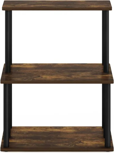 Vista 4 de Furinno Turn-N-Tube - Estantería multipropósito con exhibición y almacenamiento para impresora de 3 niveles, sin herramientas, color pino ámbar