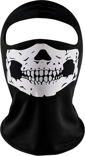 Vista 6 de Máscara de equipo fantasma, pasamontañas, disfraz de calavera, resistente al viento, máscara de esquí para motocicleta Negro