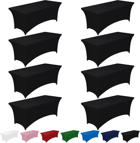 Vista 19 de Pureegg - Juego de 2 manteles de elastano ajustables de 1,2 m para mesas rectangulares, mantel elástico y sin arrugas para mesa de masajes, fiestas