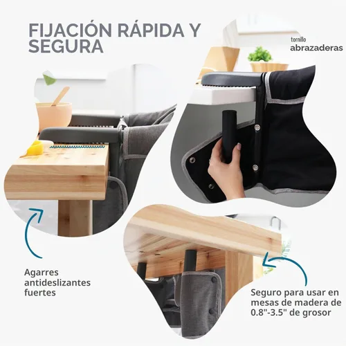 Vista 3 de Tinybow Silla alta de gancho para bebé, silla alta que se fija a la mesa - Silla alta con clip para mesa, silla alta portátil para viajes, silla