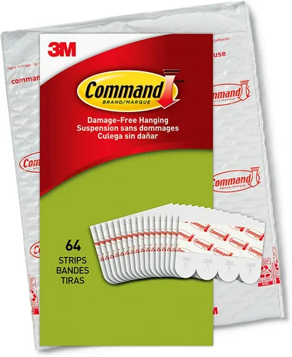 Vista 5 de Command Kit para colgar cuadros y tiras para colgar pósteres, pequeño, blanco, uso en interiores, 64 tiras, decora sin daños