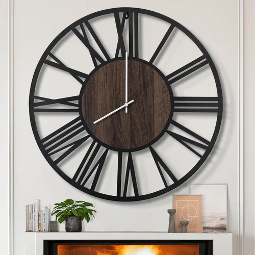 Vista 18 de LEIKE Relojes de Pared Grandes, Silenciosos, Sin Tictac, Funcionan con Baterías, Rústico Redondo Moderno Gran Reloj de Pared de Madera para Sala