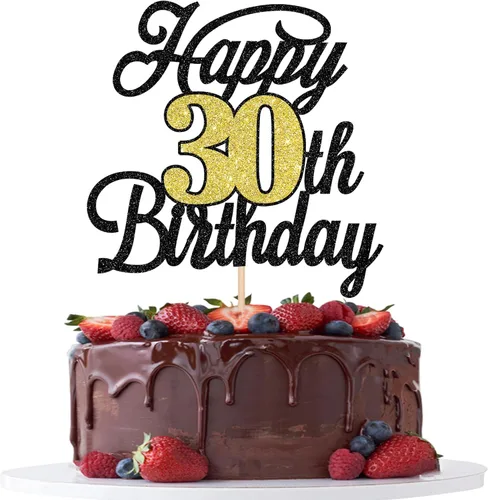 Vista 56 de Rsstarxi 1 paquete de decoración para tarta de cumpleaños 8 con purpurina negra de 8 años y fabulosos saludos a 8 años de edad, para celebrar el 8º