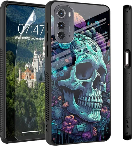Vista 34 de Funda para Motorola Moto Edge 2022, cubierta trasera de vidrio templado con protector de pantalla, protección a prueba de golpes para Motorola Moto