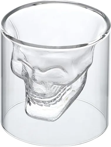 Vista 3 de Vaso de chupito de vidrio en forma de calavera Fred & Friends., DOOMED calavera de cristal, N/A, DOOMED