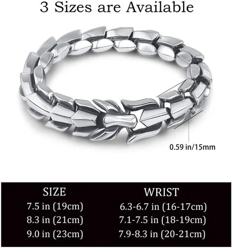 Vista 4 de WFYOU Viking - Pulsera punk vintage para hombre, acero inoxidable, cadena de eslabones de dragón, joyería de moda, cultura callejera hippop