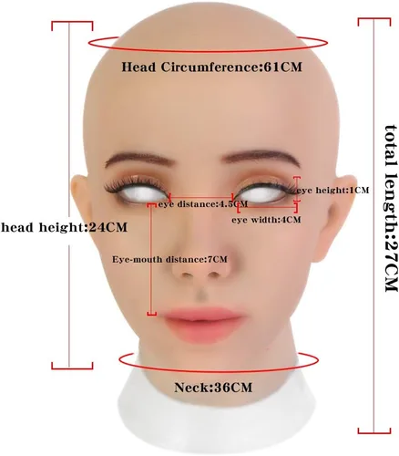 Vista 6 de EQAIWUJIE Kathy Female fake Face Realistic Silicone fake Head for Crossdresser Halloween Decoration, Parties, Fall Festival