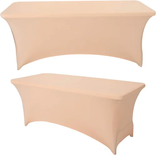 Vista 10 de Paquete de 2 manteles rectangulares de elastano de 4 pies, ajustables, elásticos, para bodas, fiestas, eventos, reuniones, cumpleaños, decoración