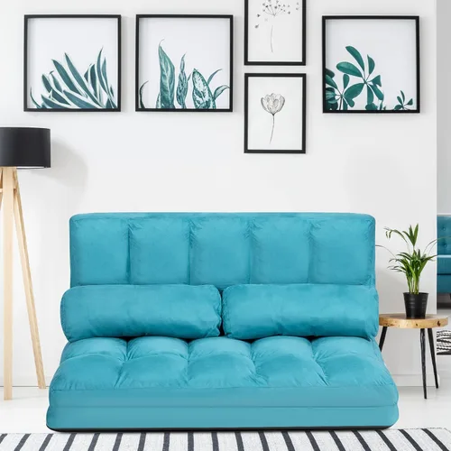 Vista 7 de COSTWAY Sofá de piso con 2 almohadas (azul)
