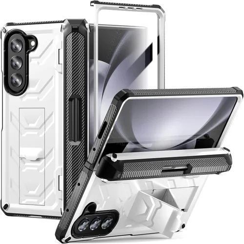 Vista 10 de Funda resistente para Samsung-Galaxy-Z-Fold-5 5G con soporte integrado [soporte para bolígrafo S] [protector de pantalla] [protección de bisagra]