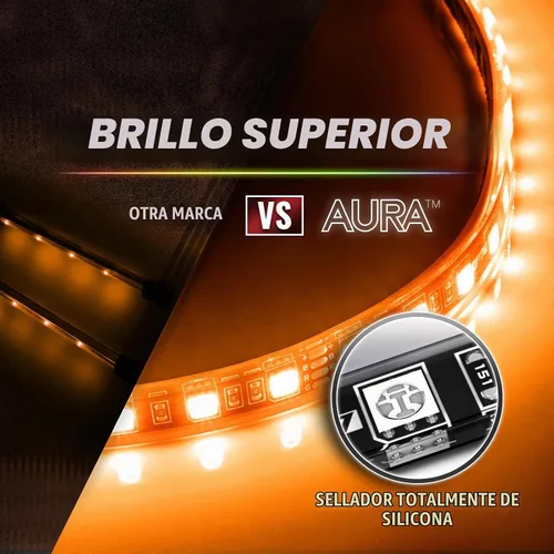 Vista 5 de OPT7 Aura PRO - Kit de iluminación LED Bluetooth de 4 piezas para rejilla Tiras multicolor de 12 pulgadas con SoundSync - Valencia de parrilla