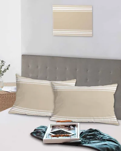 Vista 5 de Fundas de almohada de tamaño estándar con rayas rústicas campestres, paquete de 2 fundas de almohada suaves para cama, sofá o sillón, funda de cojín