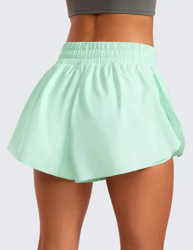 Vista 7 de CRZ YOGA Pantalones cortos de correr 2 en 1 para mujer, cintura alta, secado rápido, para atletismo, gimnasio, descanso, entrenamiento, lindas