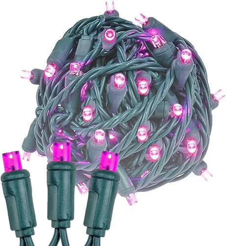 Vista 10 de Novelty Lights - Cadena de 11 pies con 50 luces LED ámbar para Navidad, para interior/exterior, espaciado de 2.5", luces de cadena de alambre verde