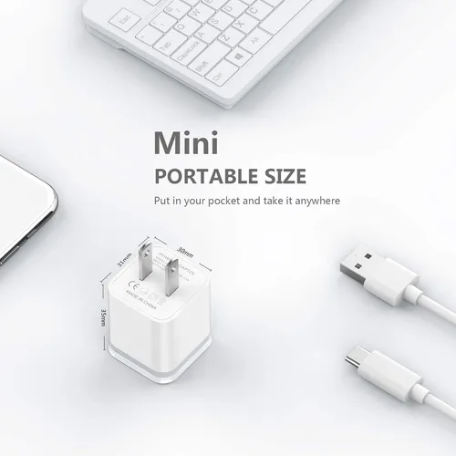 Vista 5 de Cargador de pared USB, paquete de 5 unidades de 2.1A/5V de doble puerto USB cubo, adaptador de corriente de cargador de enchufe de carga de repuesto
