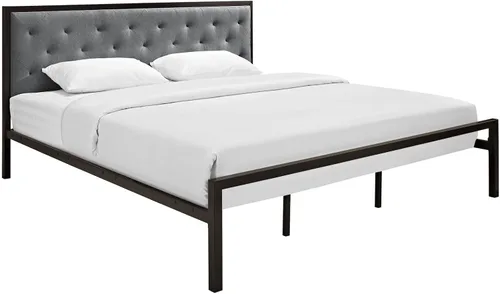 Vista 19 de Modway Mia - Base de cama de piel sintética copetuda, tamaño individual, color blanco y blanco