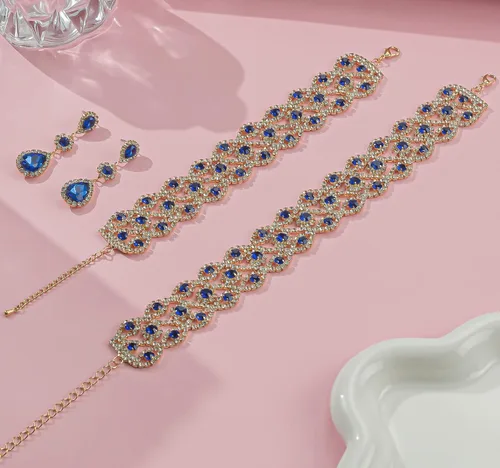 Vista 6 de Paxuan Collar de gargantilla nupcial de cristal de diamantes de imitación para mujer