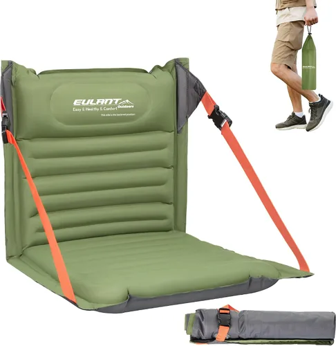 Vista 9 de EULANT Asientos plegables inflables ligeros para silla de camping con soporte trasero y correas ajustables, sillas plegables para camping