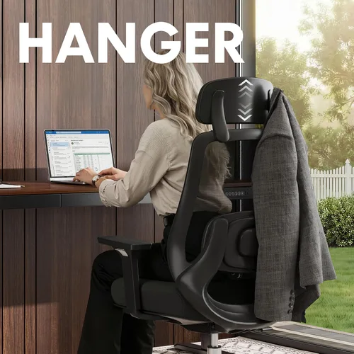 Vista 9 de FLEXISPOT Silla de oficina de masaje, silla de escritorio ergonómica con respaldo alto con reposacabezas ajustable, reposabrazos 3D, masajeador