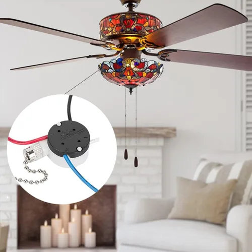 Vista 3 de Zing Ear ZE-208S - Interruptor de ventilador de 3 velocidades y 4 cables, control de velocidad de cadena de tracción para ventiladores de techo