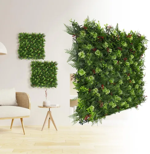 Vista 22 de E&K Panel de valla de plantas artificiales de 20 x 20 pulgadas, hojas sintéticas, césped, panel de privacidad para interiores y exteriores