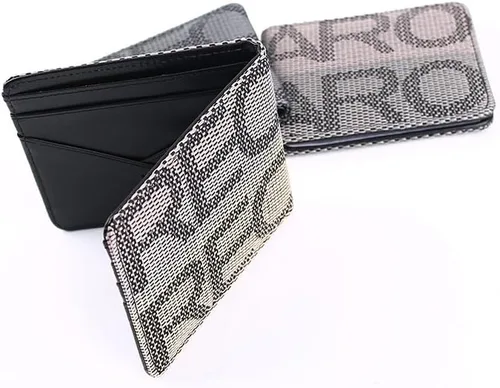 Vista 4 de JDM Billetera Racing Seat Tela Cuero Bi-fold Hombres Mujeres REC, Gris-amarillo