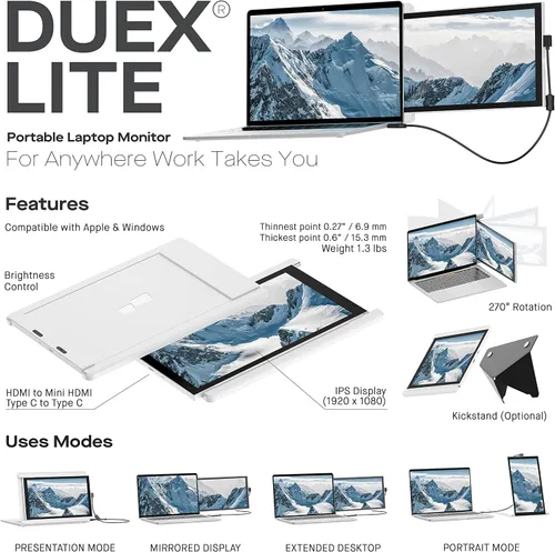 Vista 2 de Duex Mobile Pixels Lite 12.5" 16:9 Full HD Portátil Portátil Monitor LCD