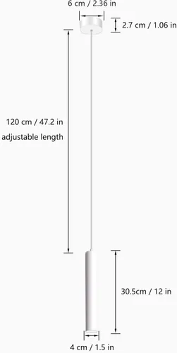 Vista 2 de Cylindrical Suspension Lamp φ4*30.5CM,5W Modern COB LED Tube Pendant Lighting Pendant Lights Highlight Downlight Hanging Lamp for Kitchen (Black)